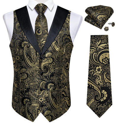 Men's Vest Blue Floral Suit Vest V Neck Tie Set For Wedding Party Brand Formal Dress Waistcoat Man Casual Sleeveless Jacket