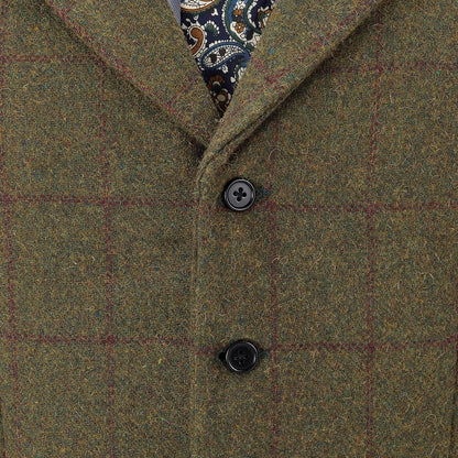 Men's Vintage Plaid Vest Wool Tweed Suit Vest Notch Lapel Waistcoat Groomsmen For Wedding