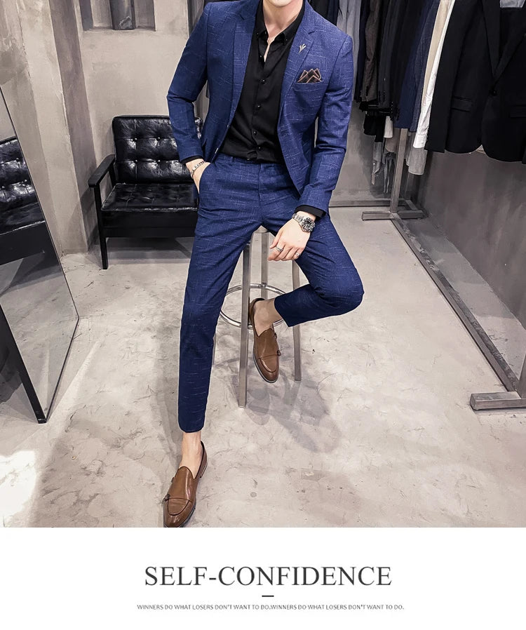 25 Colors 1 Pcs Blazer No Pants S-7XL New Wedding Dress Formal Business Slim Mens Suit Jacket Plaid Striped Solid Color