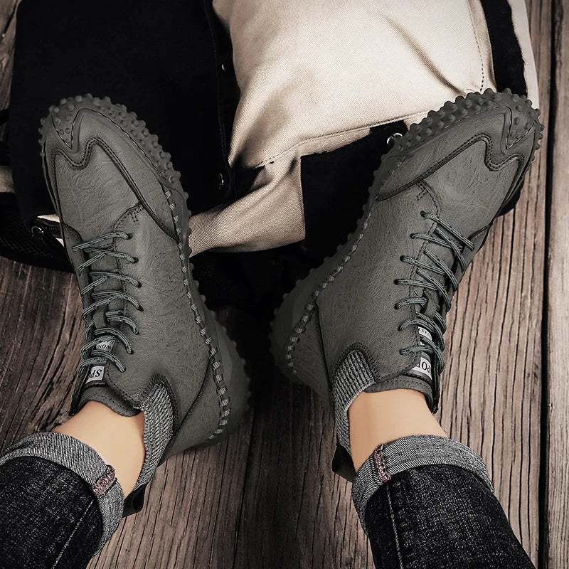 Winter Warm Men's Casual Shoes Fashion Men's Leather Boots Comfortable Men's Ankle Boots Outdoor High Quality Hiking Boots Men