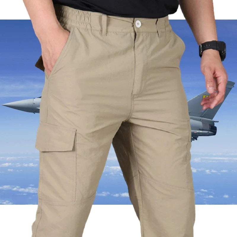 2024 Men's Tactical Casual Pants Thin Breathable Summer Casual Long Trouser Male Slim Waterproof Quick Dry Pocket Cargo Pants