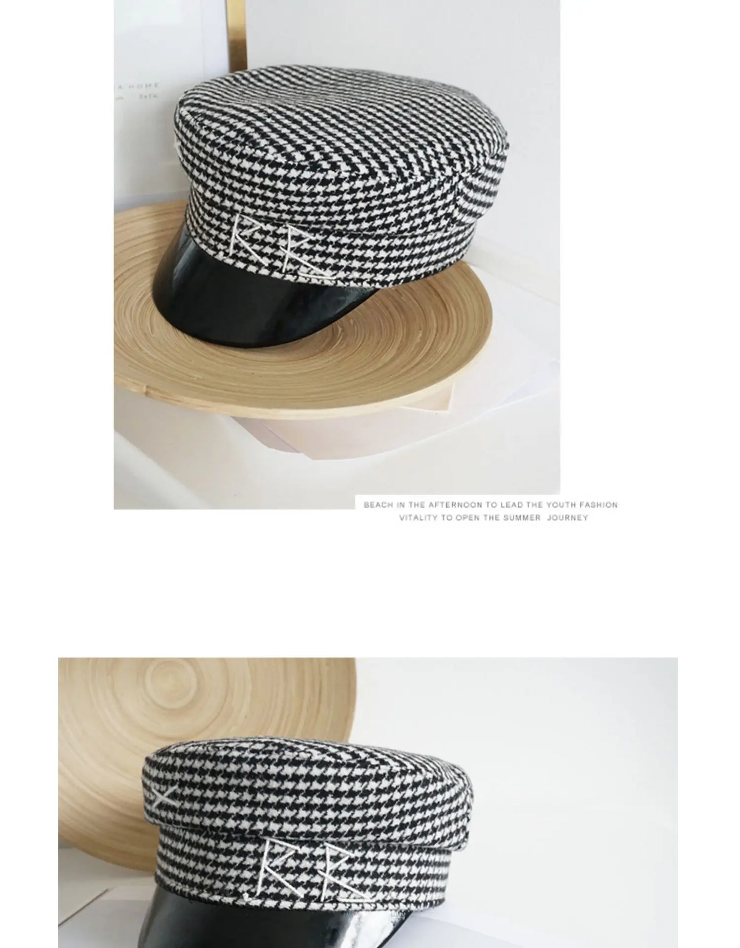 Winter caps women newsboy caps Thick warm  letter embroidery wool cap  S M L plaid patchwork militray caps