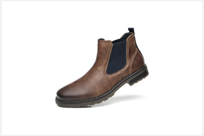 2025 Men Chelsea Boots New Winter Men Boots  Soft Leather Elastic Strap Ankle Boots Smart Formal Business Casual Man Shoes