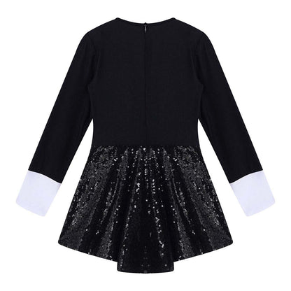 Kids Girls Sequins Ballet Dance Dress Shiny Modern Latin Jazz Dance Stage Performance Leotard Costume Dancewear