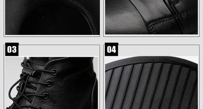 Winter Genuine Leather Boots Men Ankle Casual High Top Skateboarding Shoes Cow Leather Big Size 47 48