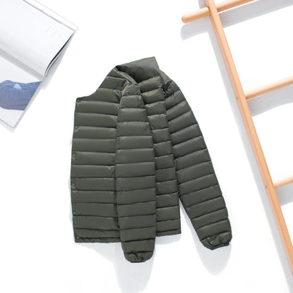 Matt Fabric Ultra Light Down Jacket Men V-neck Men's Down Jacket Slim Windproof Portable Lightweight Coat Warm Liner