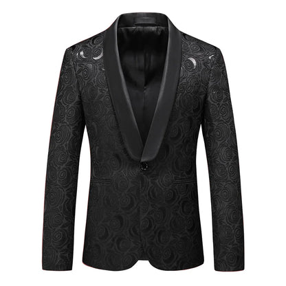 2026 New Men's White Rose Pattern Suit Jacket, Wedding Party Dress Coat, High Quality Men Slim Blazers Masculino Big Size M-6XL