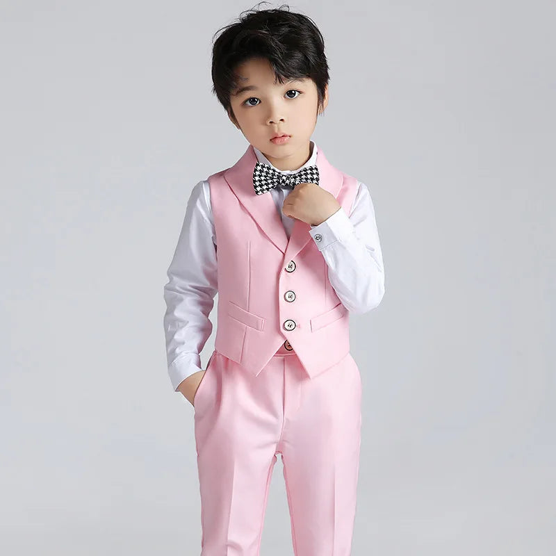 Flower Boy Suit for Weddings Kids Formal Vest Pants 2PCS Clothing Set Children Slim Prom Party 3T-14Y Suit Boys Tuxedo Costume