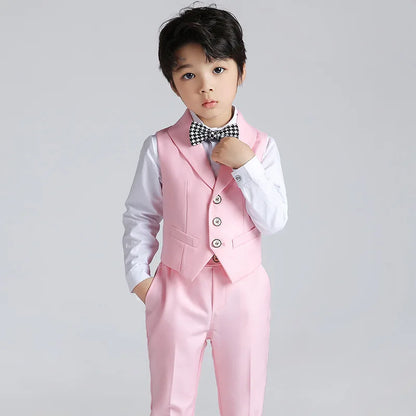 Flower Boy Suit for Weddings Kids Formal Vest Pants 2PCS Clothing Set Children Slim Prom Party 3T-14Y Suit Boys Tuxedo Costume