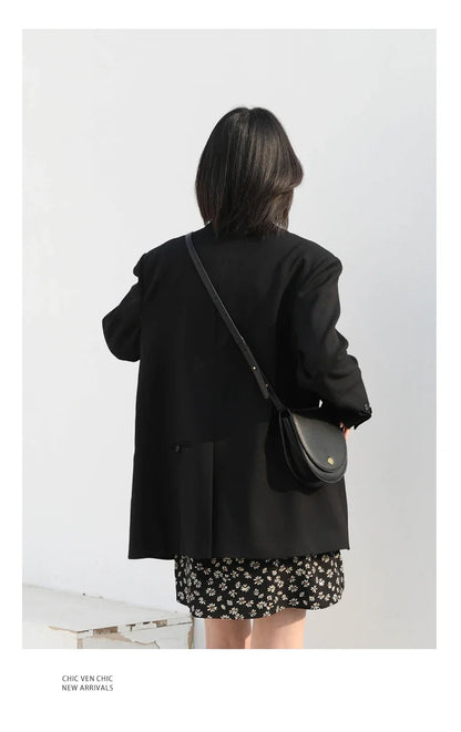 2026 Fashion Women's Blazer Office Lady Long Sleeve Double-breasted Mid-length Casual Coat Ladies Outerwear Stylish Top