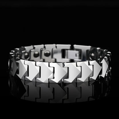 Tungsten Links Bracelets for Men Women Couples High Polished Inlay Health Magnetic Stones Three Color, Customized