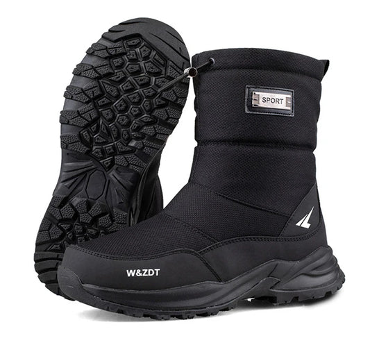 Winter High Boots for Man Outdoor Travel Snow Boots Zipper Non-slip Cotton Shoes Men Plus Velvet Keep Warm Men Casual Shoes 46