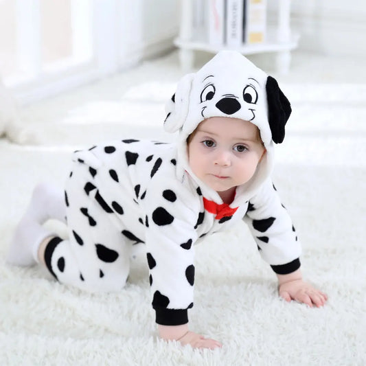 Infant Toddler Dalmatian Dog Lion Tiger Dinosaur Costumes Baby Boys Girls Kigurumi Cartoon Animal Romper Halloween Purim