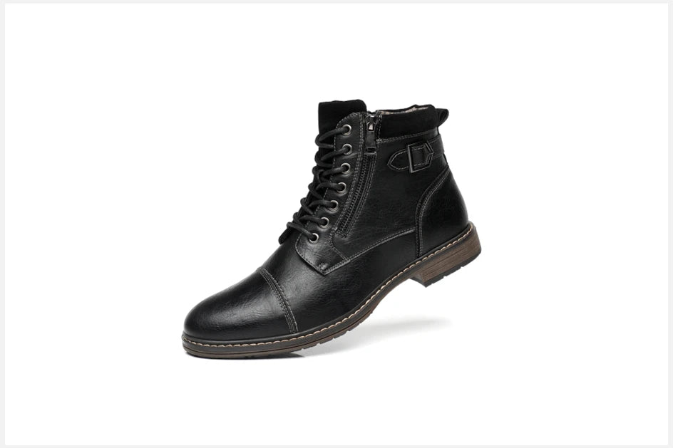 Men's Boots Winter Fashion botines Zip Lace-up Ankle Boots Vintage Business Dress Shoes Leather Casual Shoes For Men