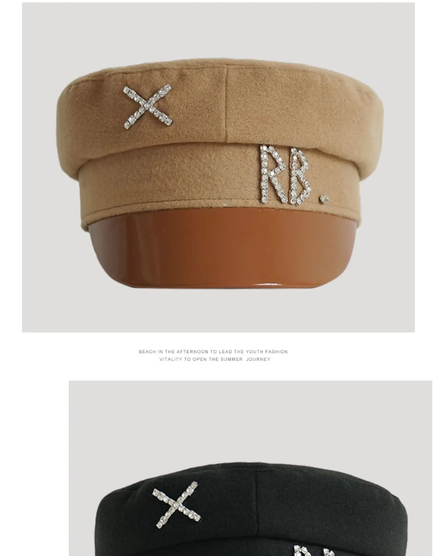 New Women Hats Crystal baker boy hat Wool Newsboy Caps Female Flat Militray Caps Visor S-XL