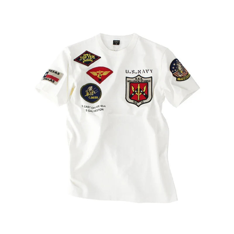 WW2 Top Gun O Neck Military Air Force Pilot Patch Female Male T-shirt WAPPEN BADGES Summer T Shirt Men 100% Cotton Streetwear