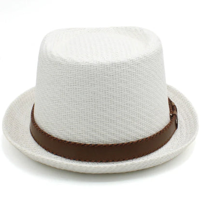 Men Women Classical Straw Pork Pie Hats Fedora Sunhats Trilby Caps Summer Boater Beach Outdoor Travel Party Size US 7 1/4 UK L