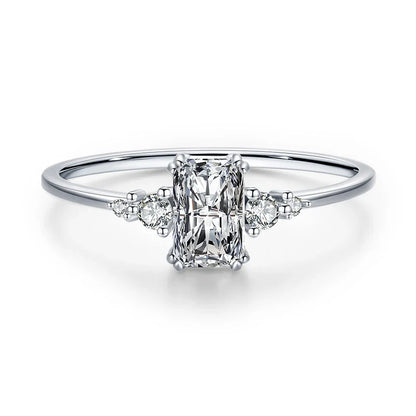 Rectangle Dazzling Ring Solid 925 Sterling Silver Clear Cubic Zirconia Finger Rings For Women Wedding Fine Jewelry Anel
