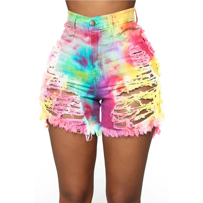 shorts women shorts hole denim high waist sexy print wholesale dropshipping