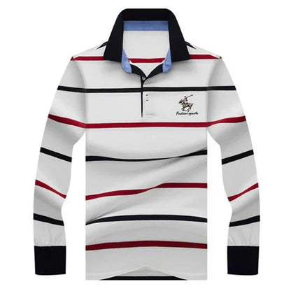 Autumn winter new polo shirt High quality brand cotton men's polo shirt Long sleeve casual striped shirt polo men clothing