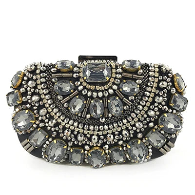 Women's Evening Clutch Bag Party Purse Luxury Wedding Clutches For Bridal Exquisite Crystal Ladies Handbag Apricot Silver Wallet