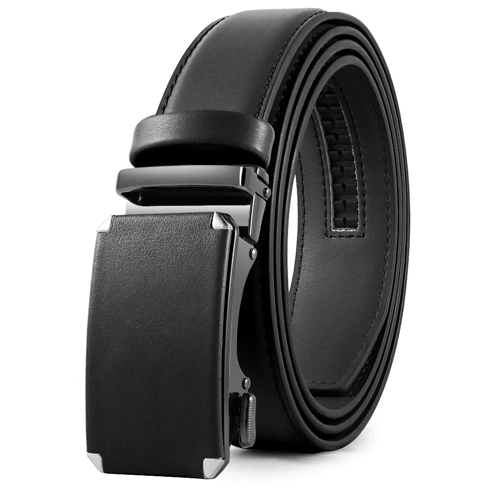 Multicolor Genuine Leather Men's Belts Fashion Business Automatic Buckle Straps Ratchet Cow Leather Waistband 3.5cm Width