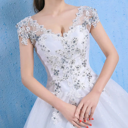 Wedding Dress Sexy V-neck Lace Embroidery Court Train Ball Gown Princess Wedding Dresses Vestido De Noiva Plus Size