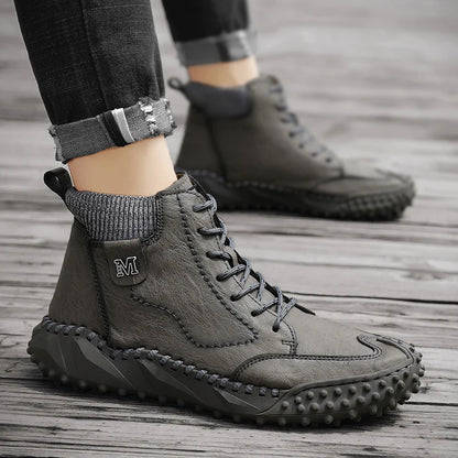 Winter Warm Men's Casual Shoes Fashion Men's Leather Boots Comfortable Men's Ankle Boots Outdoor High Quality Hiking Boots Men