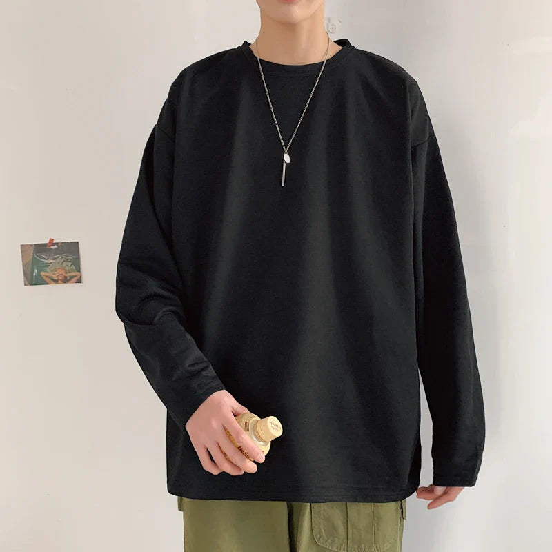 2025 Spring Autumn Long Sleeve T-shirts Men O-Neck Collar Cotton Long T Shirts Men Fashion Casual Comfortable Long T-Shirts Men