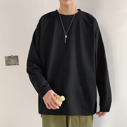 2025 Spring Autumn Long Sleeve T-shirts Men O-Neck Collar Cotton Long T Shirts Men Fashion Casual Comfortable Long T-Shirts Men
