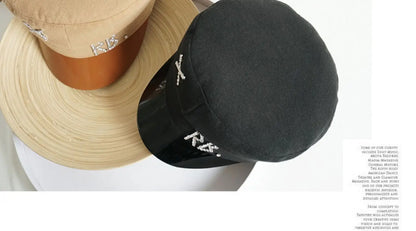 New Women Hats Crystal baker boy hat Wool Newsboy Caps Female Flat Militray Caps Visor S-XL