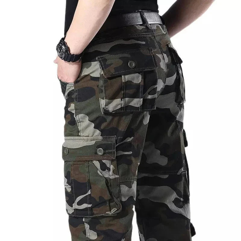 Men's Spring Baggy Cargo Pants Work Overalls Tactical Multi-Pocket Casual Cotton Pants Male Army Straight Slacks Long Trousers