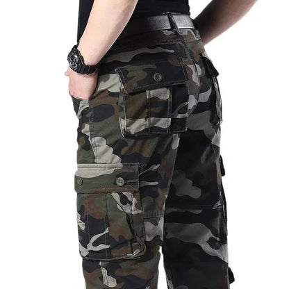 Men's Spring Baggy Cargo Pants Work Overalls Tactical Multi-Pocket Casual Cotton Pants Male Army Straight Slacks Long Trousers