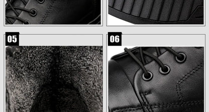 Winter Genuine Leather Boots Men Ankle Casual High Top Skateboarding Shoes Cow Leather Big Size 47 48