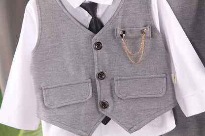 New Spring Autumn Baby Clothes Suit Children Boys Vest Shirt Pants 3Pcs/Sets Toddler Fashion Casual Costume Kids Formal Clothing