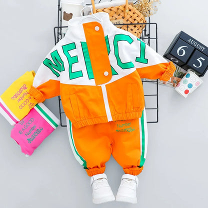 Fashion Spring Autumn Baby Girl Clothes Children Boys Casual Letter Jacket Pants 2Pcs/Set Toddler Cotton Costume Kids Tracksuits