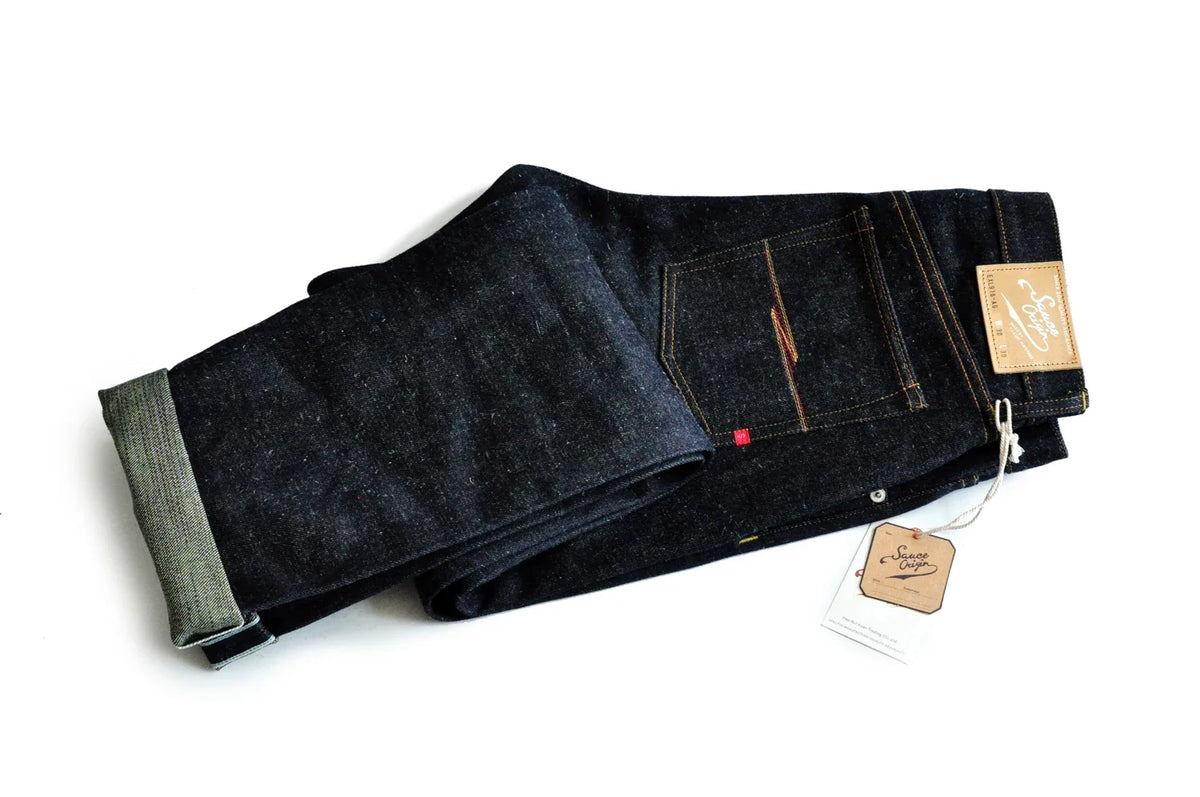 Mens Jeans cotton linen Selvedge Sanforized Raw Denim Jeans for Men Straight Fit Silver Button 19 oz