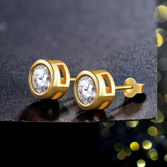 Real 2 Carat D Color Moissanite Earrings 로듐 For Women Gold Color 100% 925 Sterling Silver Sparkling Fine Jewelry