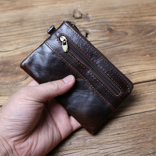 Monnaies en cuir, Convient aux hommes, aux femmes, Mini portefeuilles à fermeture éclair, Petits sacs à main, Sacs à main pour femmes, Porte-cartes masculins en cuir de vachette première couche