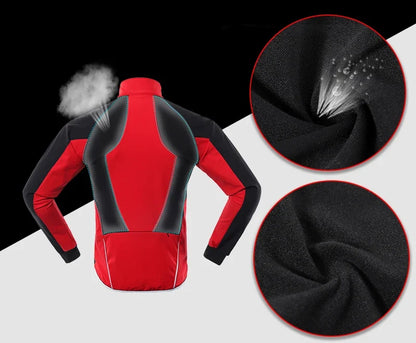 Men's Winter Cycling Jacket Thermal Fleece Warm Up Bicycle Clothing Windproof Waterproof Soft Shell Coat MTB Bike Jersey