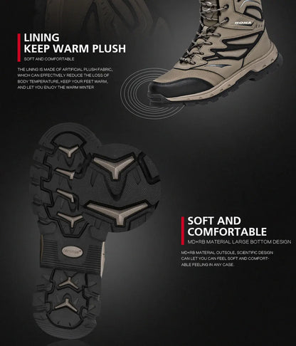 2022 New Designers Brand Action Leather Winter Shoes Men High Top Plush Non-Slip Snow Boots Man Warm Ankle Boots Mansculino