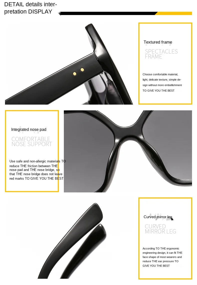 Butterfly Oversize Sunglasses Women Fashion Design Big Eyewear Shades for Ladies Uv400 Travel Sun Glasses