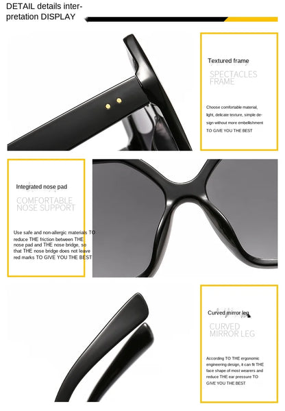 Butterfly Oversize Sunglasses Women Fashion Design Big Eyewear Shades for Ladies Uv400 Travel Sun Glasses