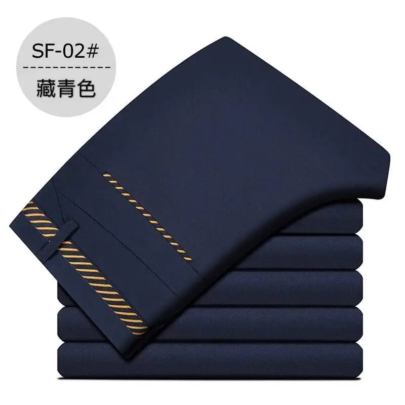 Stretch Suit Trousers for Men Office Pants Non-Ironing Slim Fit Bridegroom Suits Wedding Business Black Suit Pants Men