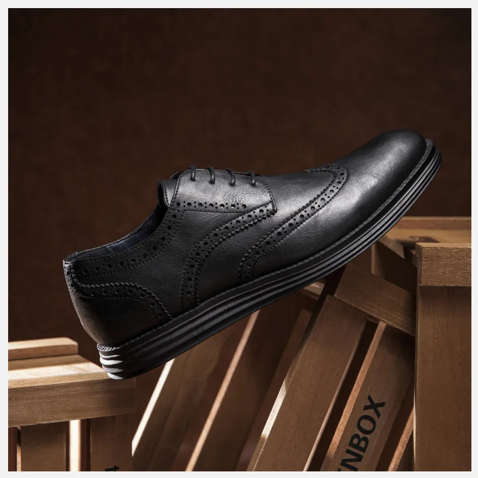 Genuine Leather Dress Shoes Comfy Men Casual Shoes Smart Business Work Office Lace-up Men Shoes
