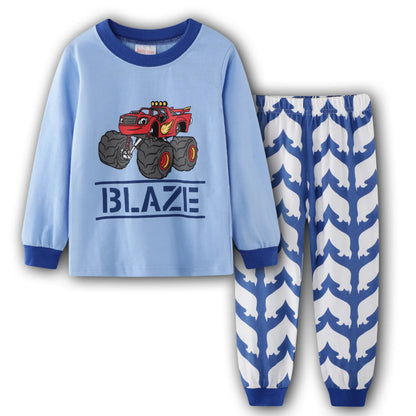 Digger Vehicle Baby Boys Clothes Suits 100% Cotton Children Pajamas Kids Sleepwear Sets Nightgown PJ'S Long Tees Shirts Pant Set