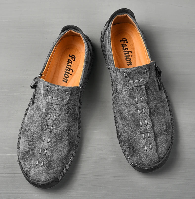 Handmade Leather Men Shoes Casual Slip On Loafers Breathable Leather Shoes Men Flats Hot Sale Moccasins Outdoor Shoes Plus Size