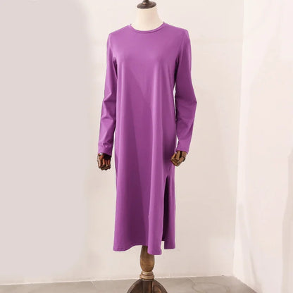 Original Casual 94% Cotton Summer Women's Dresses Solid Short Sleeve Spilt Long Midi Dress Fashion Sundress Female Clothing
