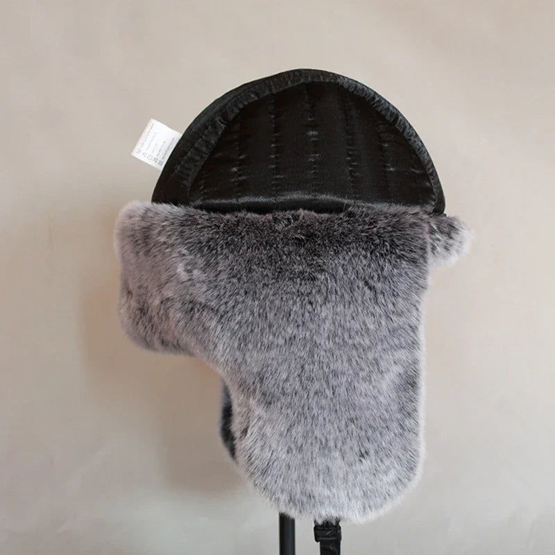 Men Women Russian Winter Bomber Hat Ushanka with Ear Flaps Faux Fur Trapper Hat Earflaps Warm Cap for Snow