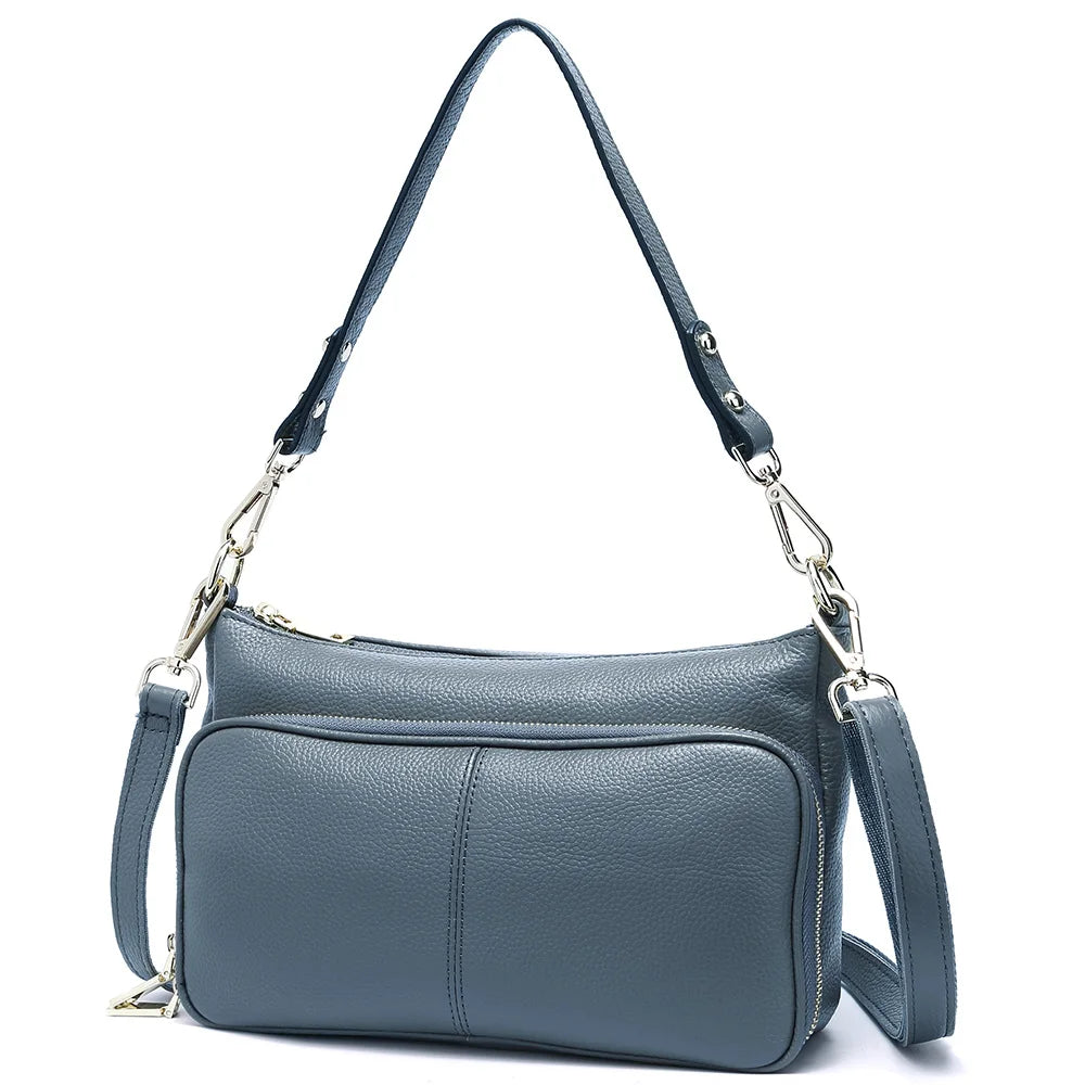 Women's Handbag 100% Genuine Leather Ladies Shoulder Crossbody Messenger Bag Fashion Hobos Black High Quality